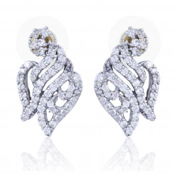  Elegant Sterling Silver CZ  Stone Seated Stud Earrings
